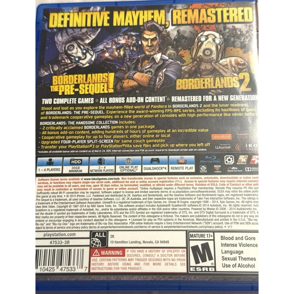 Borderlands: The Handsome Collection PS4 (Sony PlayStation 4) CIB Complete Works